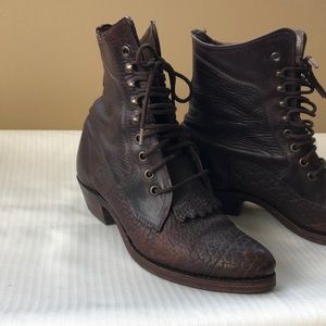 Roper style lace up leather boots ladies western